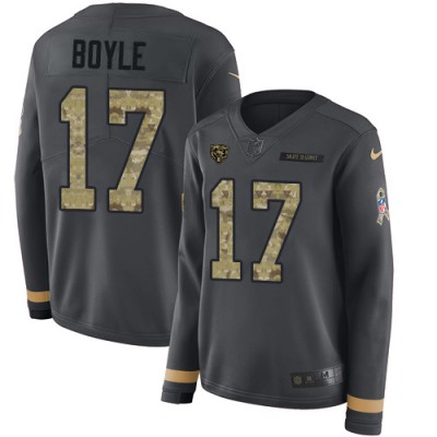 Nike Chicago Bears #17 Tim Boyle Anthracite Salute to Service Women's Stitched NFL Limited Therma Long Sleeve Jersey